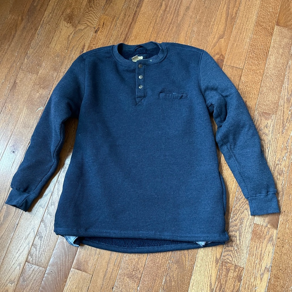 NWOT Telluride Clothing Company Men's Navy Blue Henley Sweatshirt, Size XL